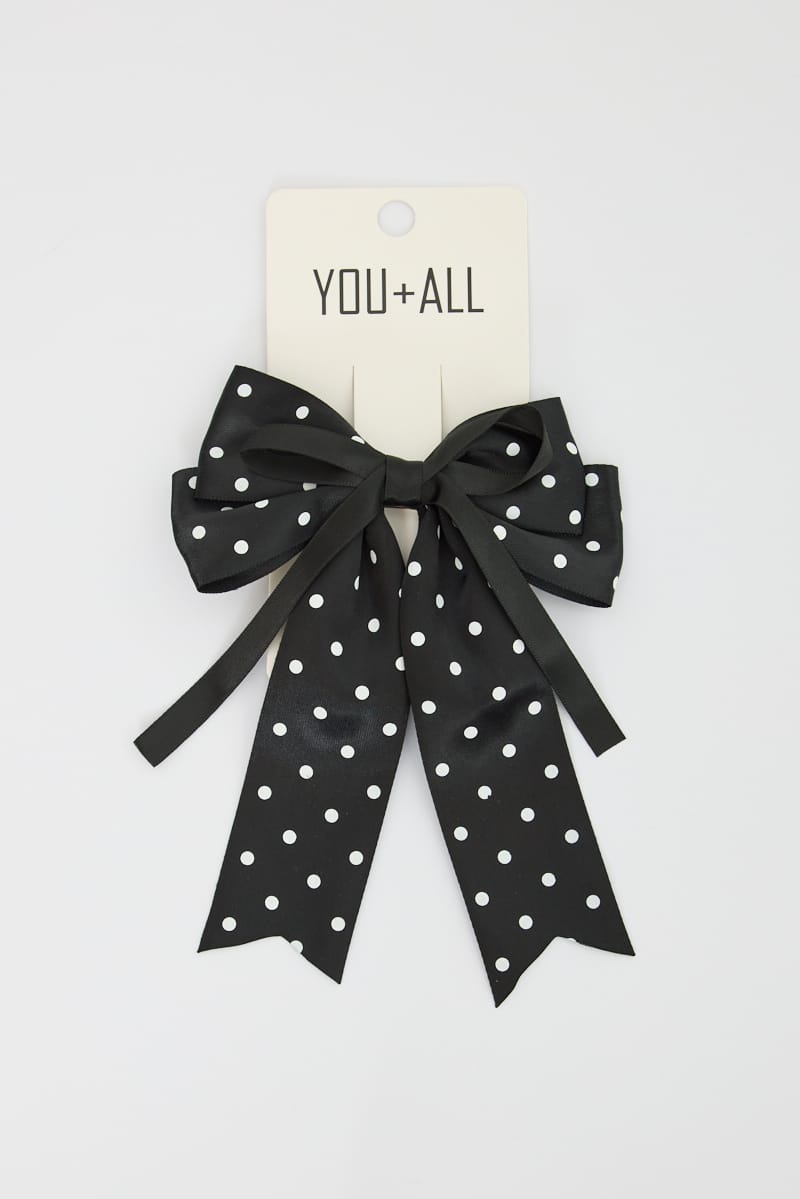 Black Polka Dot Hair Bow for YouandAll Fashion