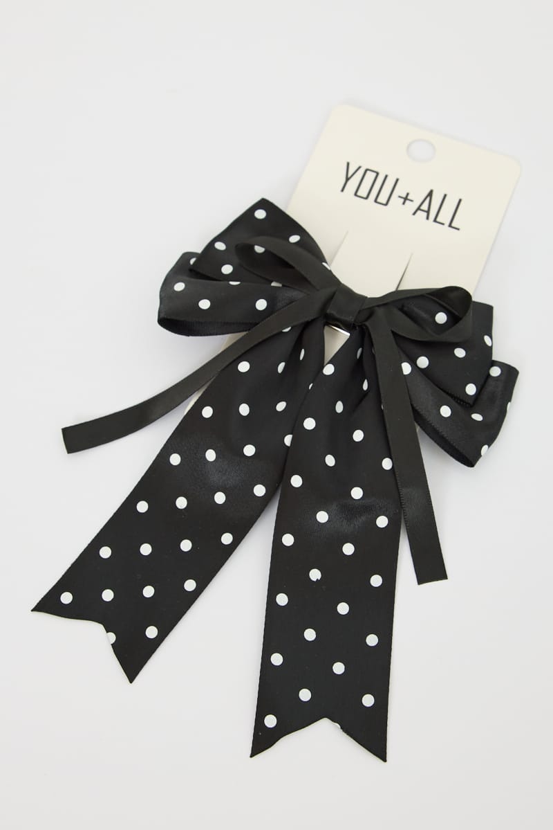 Black Polka Dot Hair Bow for YouandAll Fashion