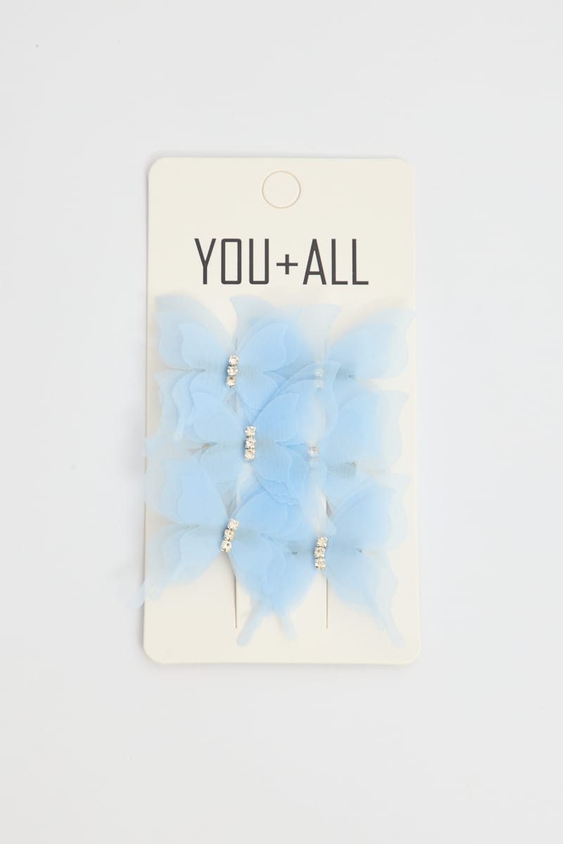 Blue 6 Pack Butterfly Hair Clips for YouandAll Fashion