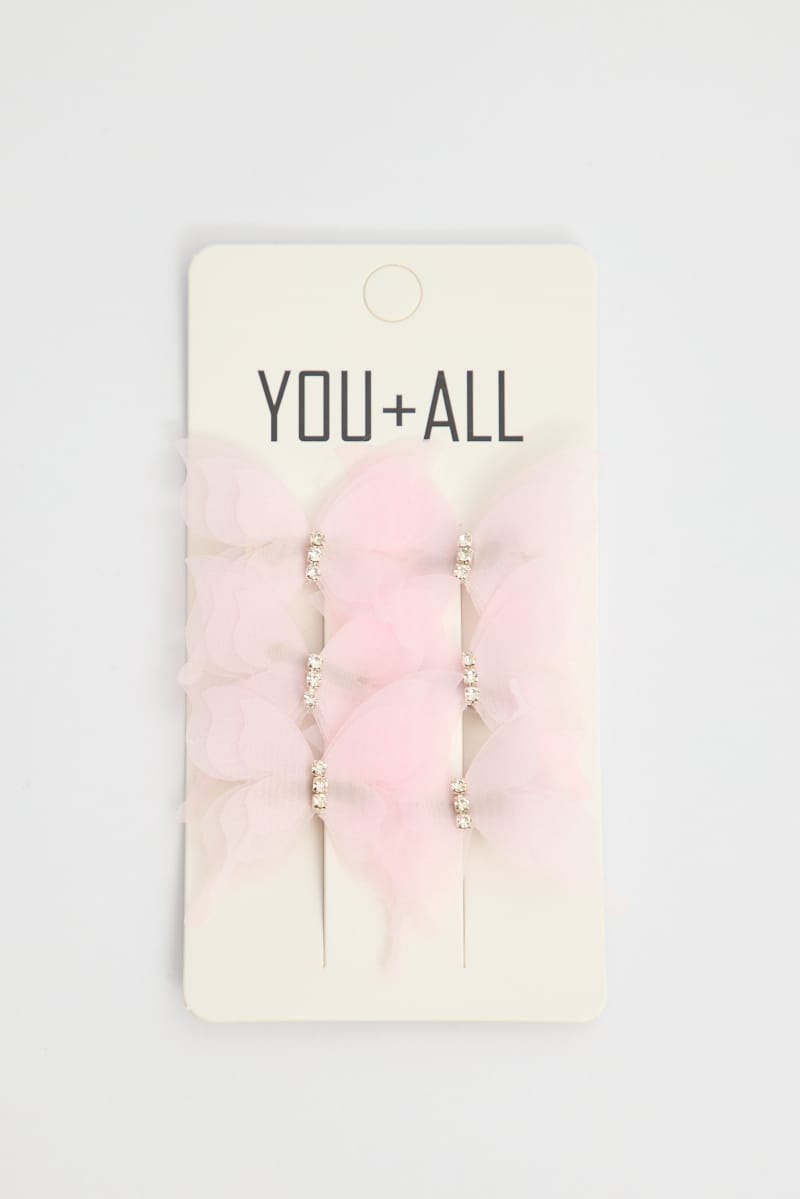 Pink 6 Pack Butterfly Hair Clips for YouandAll Fashion