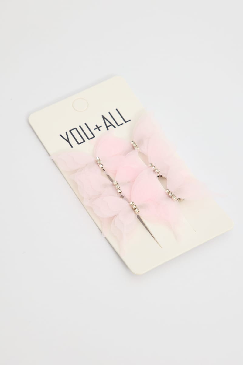 Pink 6 Pack Butterfly Hair Clips for YouandAll Fashion