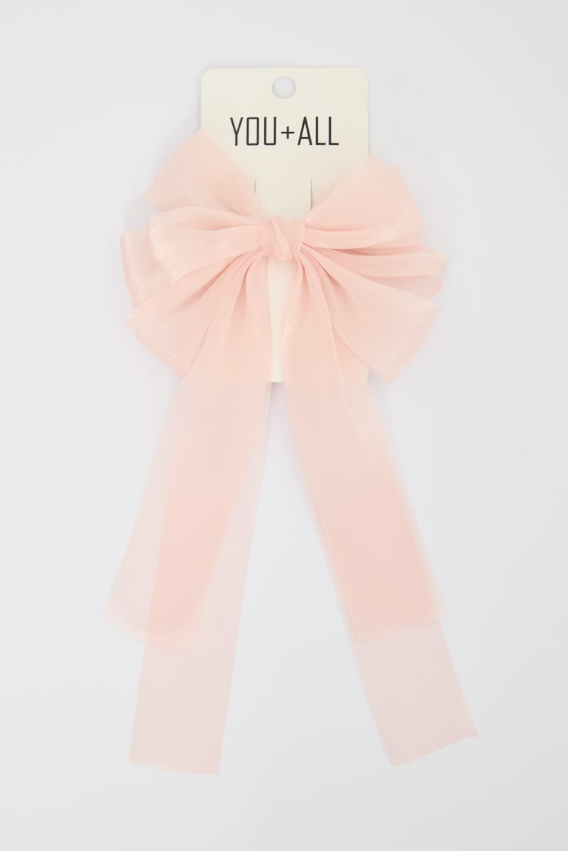 Pink Organza Hair Bow for YouandAll Fashion