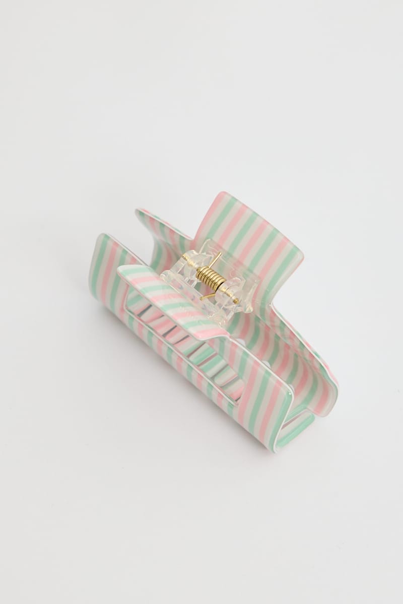 Multi Stripe Rectangle Claw Clip for YouandAll Fashion
