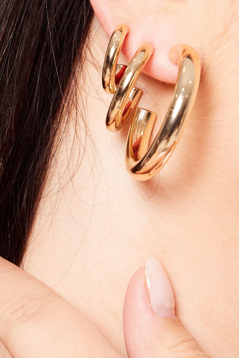 Gold 3 Pack Hoop Earrings for YouandAll Fashion