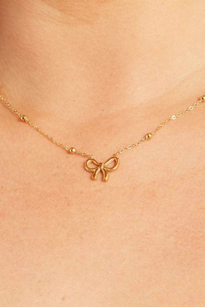 Gold Bow Pendant Necklace for YouandAll Fashion