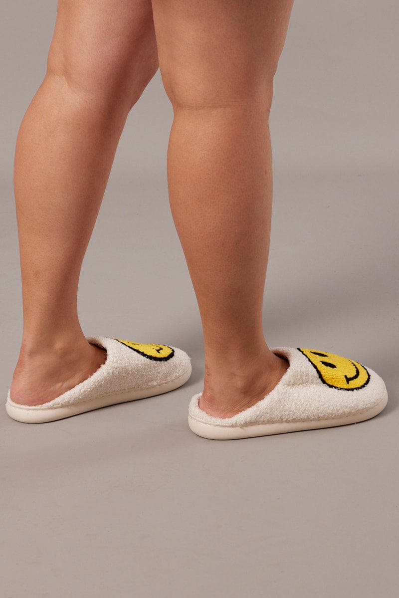 Yellow Smiley Face Mule Slippers for YouandAll Fashion