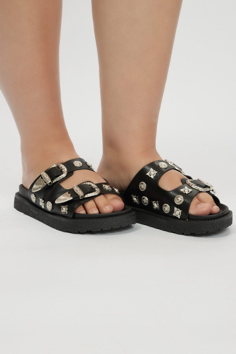 Black Studded Sandals for YouandAll Fashion