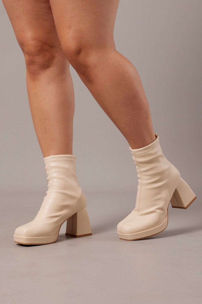 White Ankle Boots Sock Boots for YouandAll Fashion