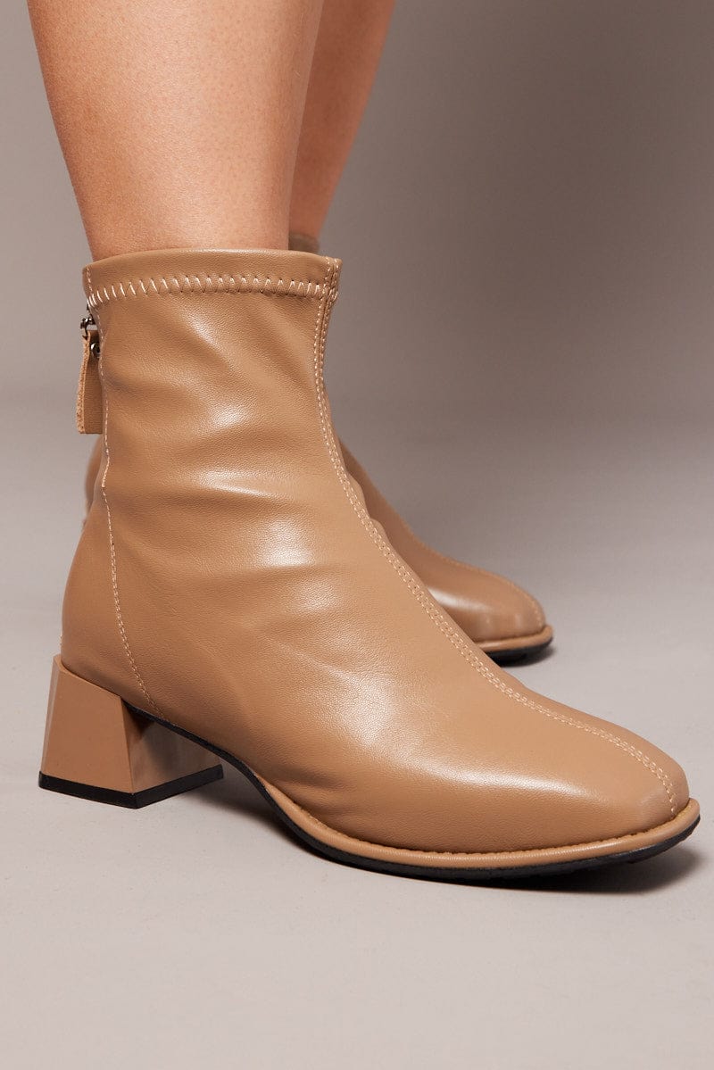 Beige Ankle Boots Sock Boots for YouandAll Fashion