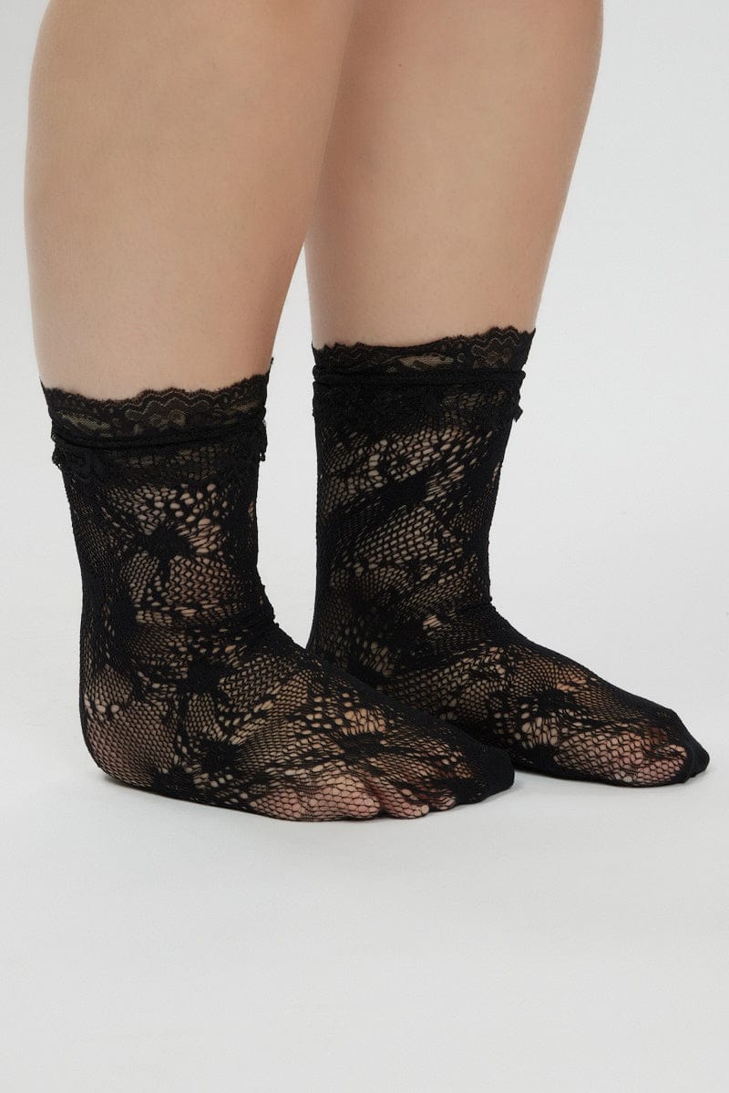 Black Lace Frill Socks for YouandAll Fashion