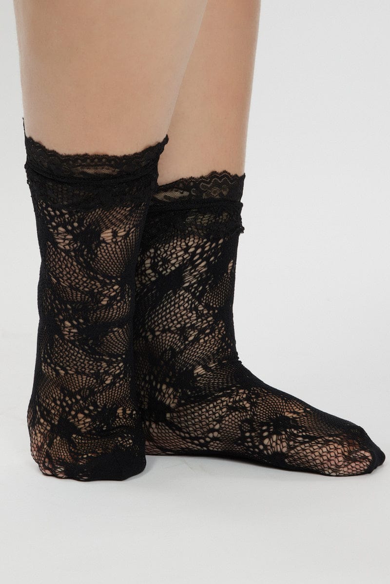 Black Lace Frill Socks for YouandAll Fashion