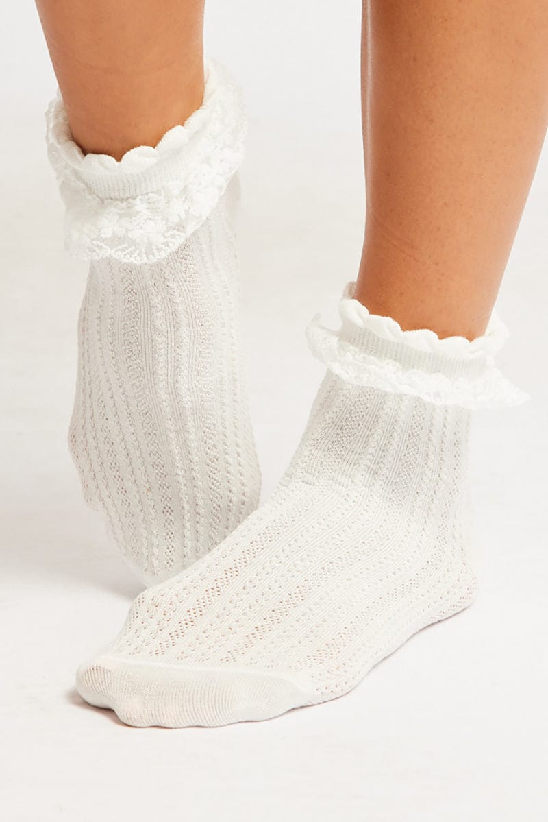 White Lace Frill Lace Frill Socks for YouandAll Fashion