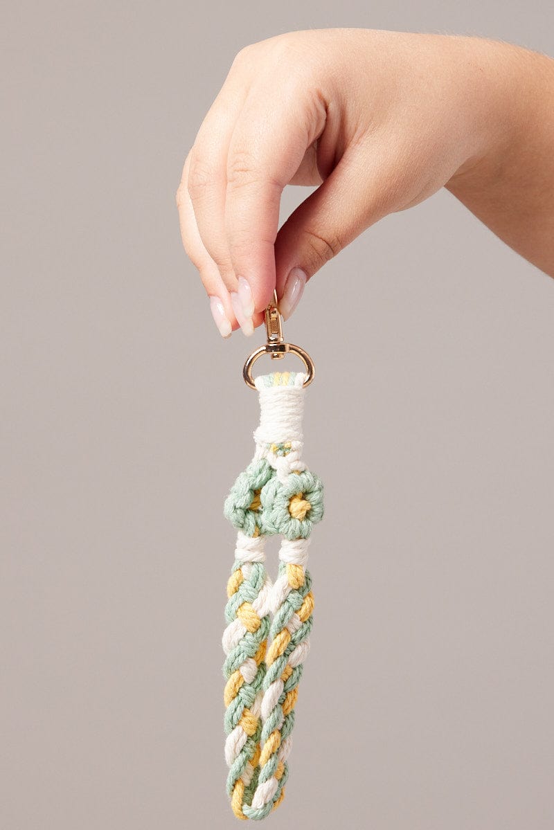 Green Floral Braided Wristband Keychain for YouandAll Fashion