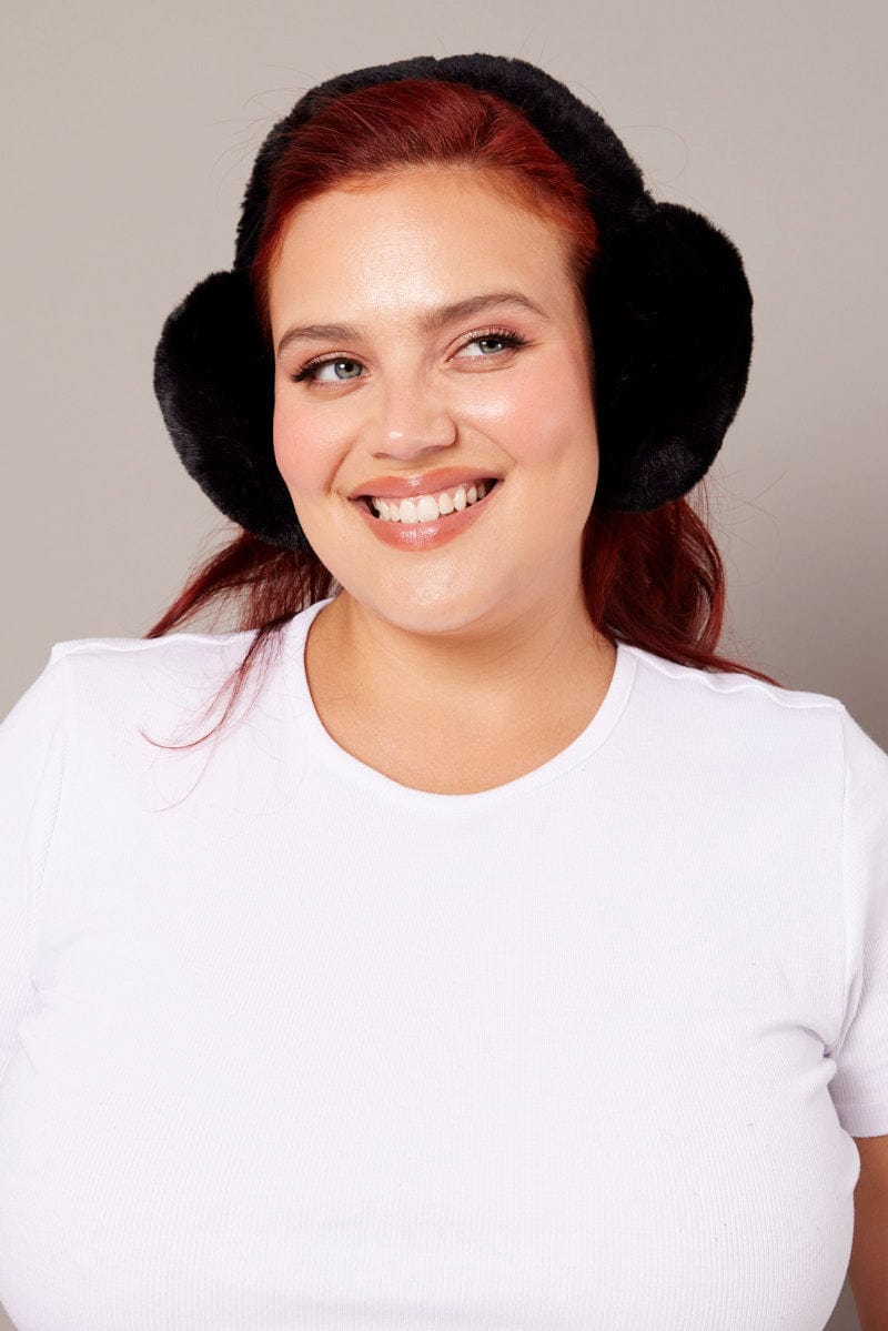 Black Fluffy Ear Muffs for YouandAll Fashion