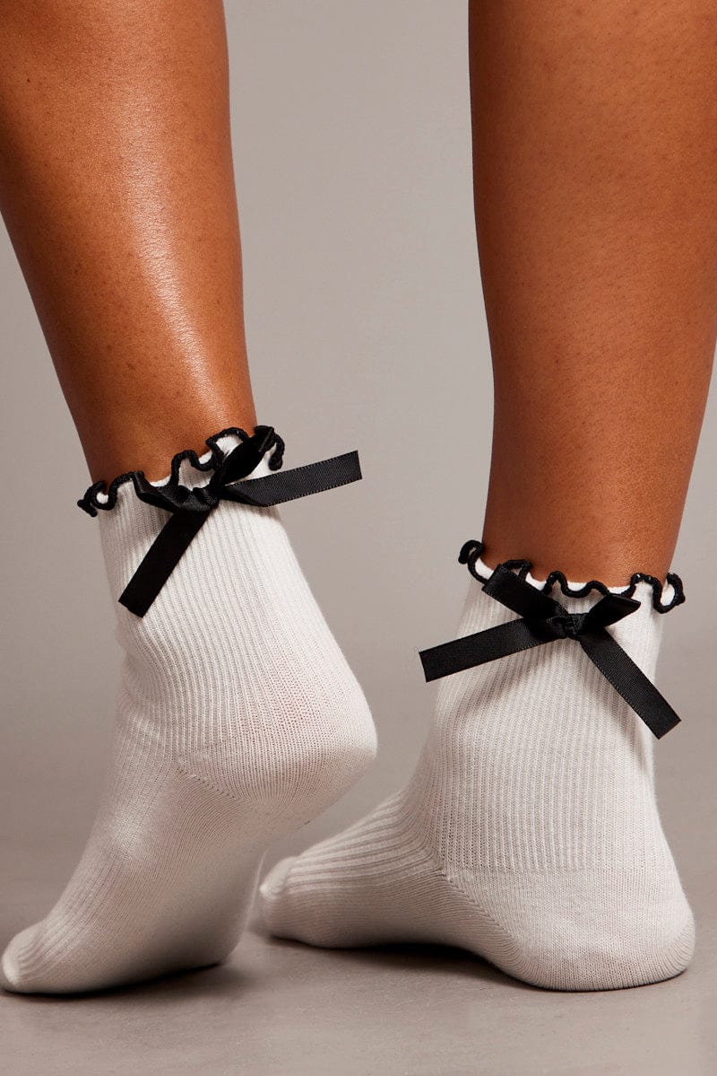 White Frill Socks with Bow for YouandAll Fashion