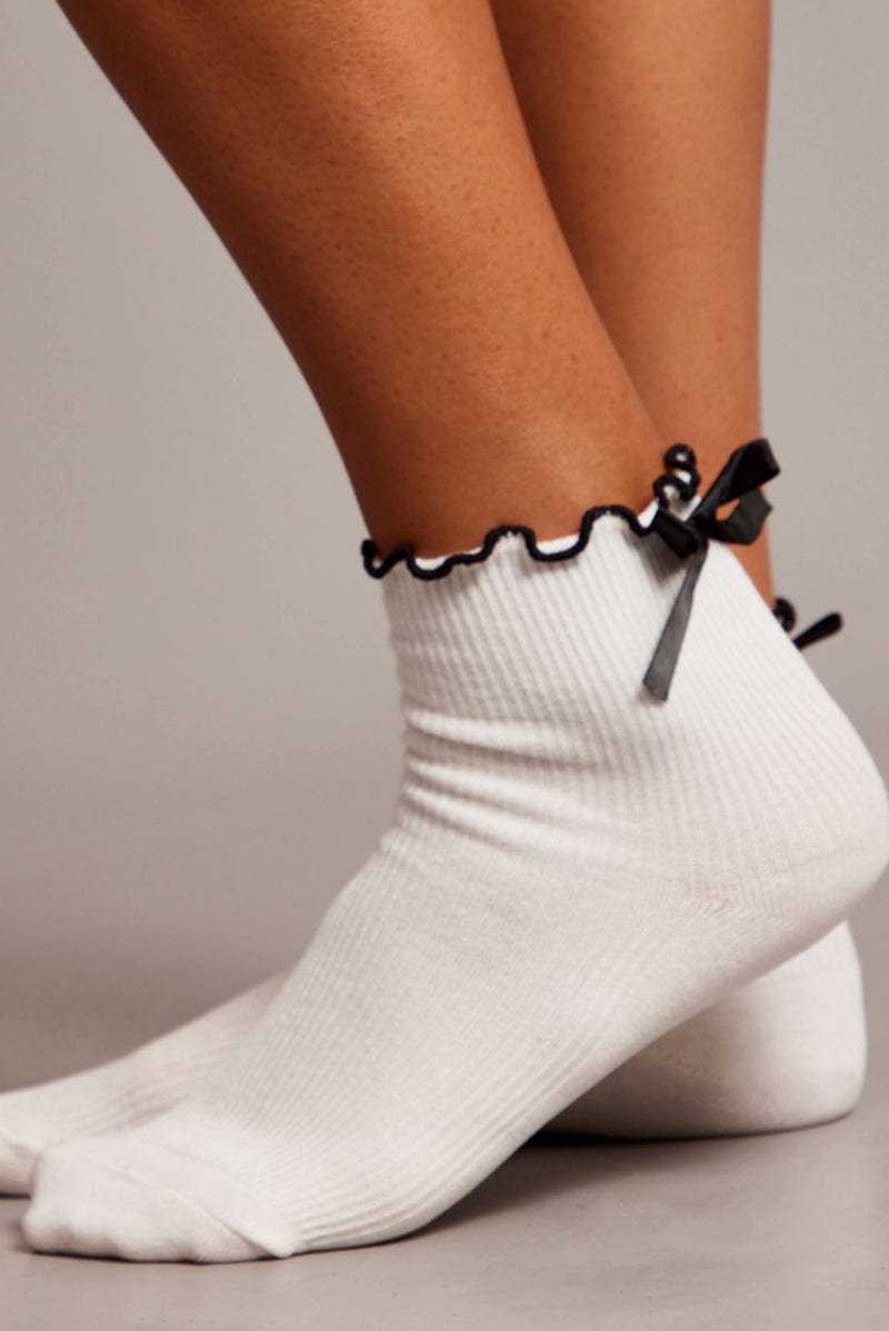 White Frill Socks with Bow for YouandAll Fashion