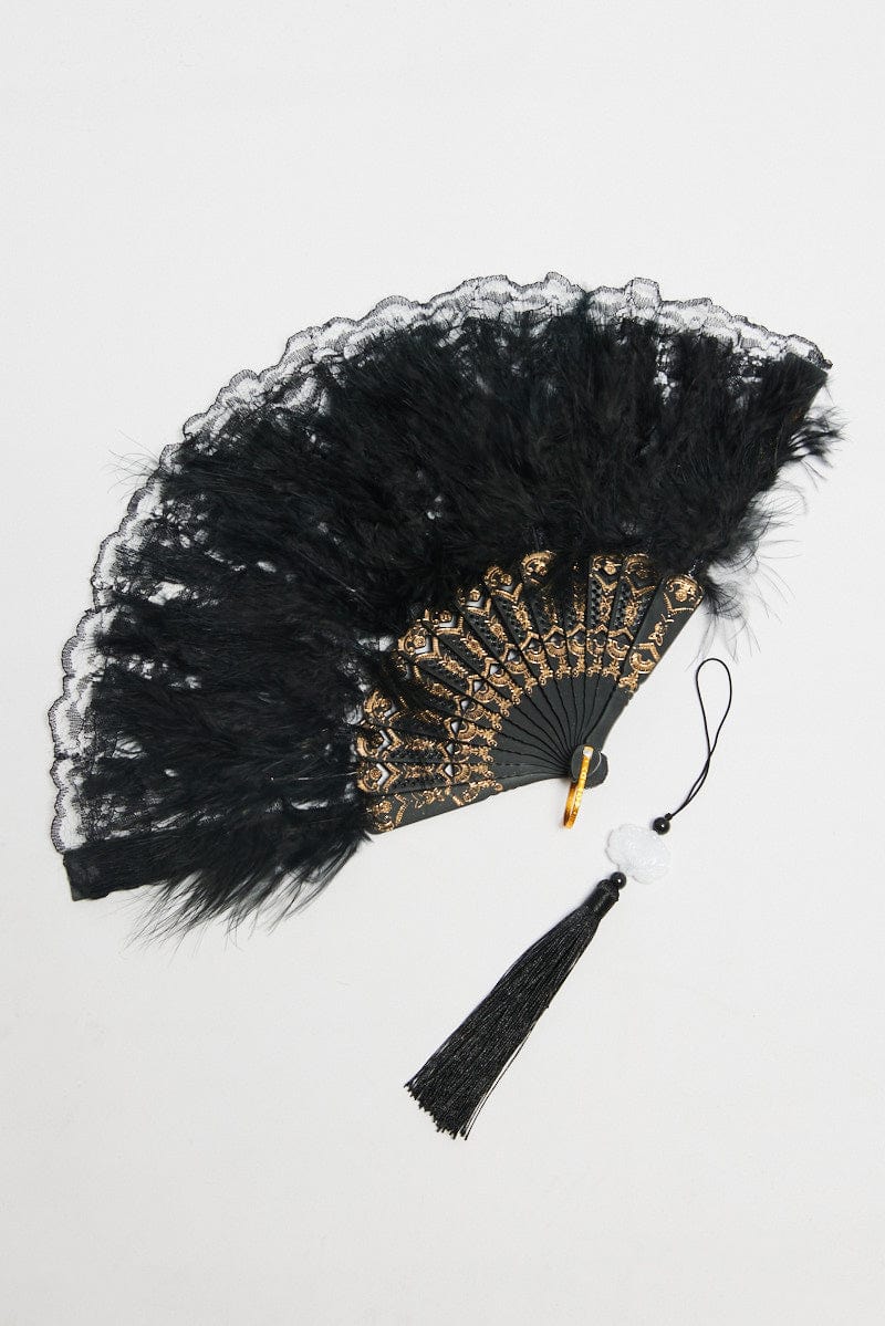 Black Faux Fur Fan for YouandAll Fashion