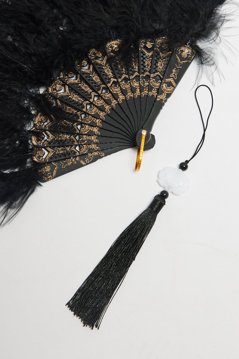 Black Faux Fur Fan for YouandAll Fashion