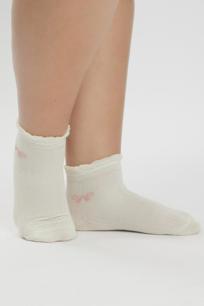 White Bow Detail Socks for YouandAll Fashion