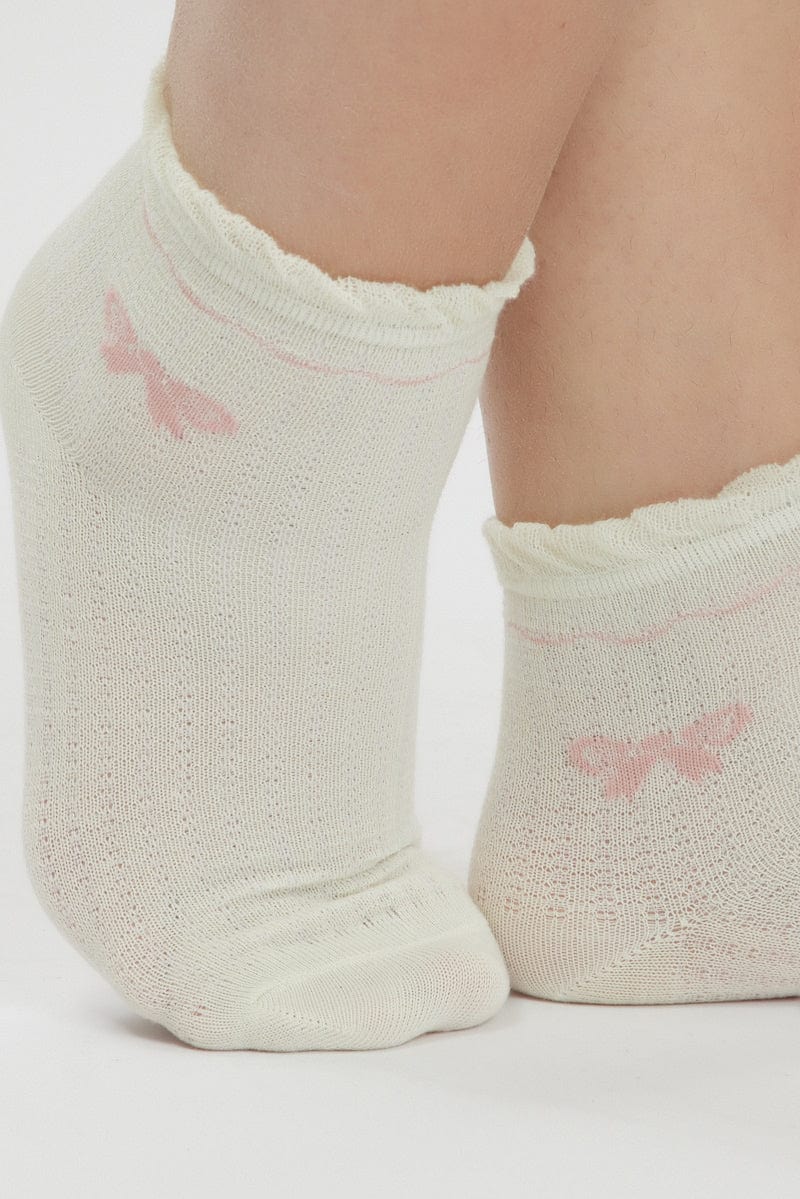 White Bow Detail Socks for YouandAll Fashion