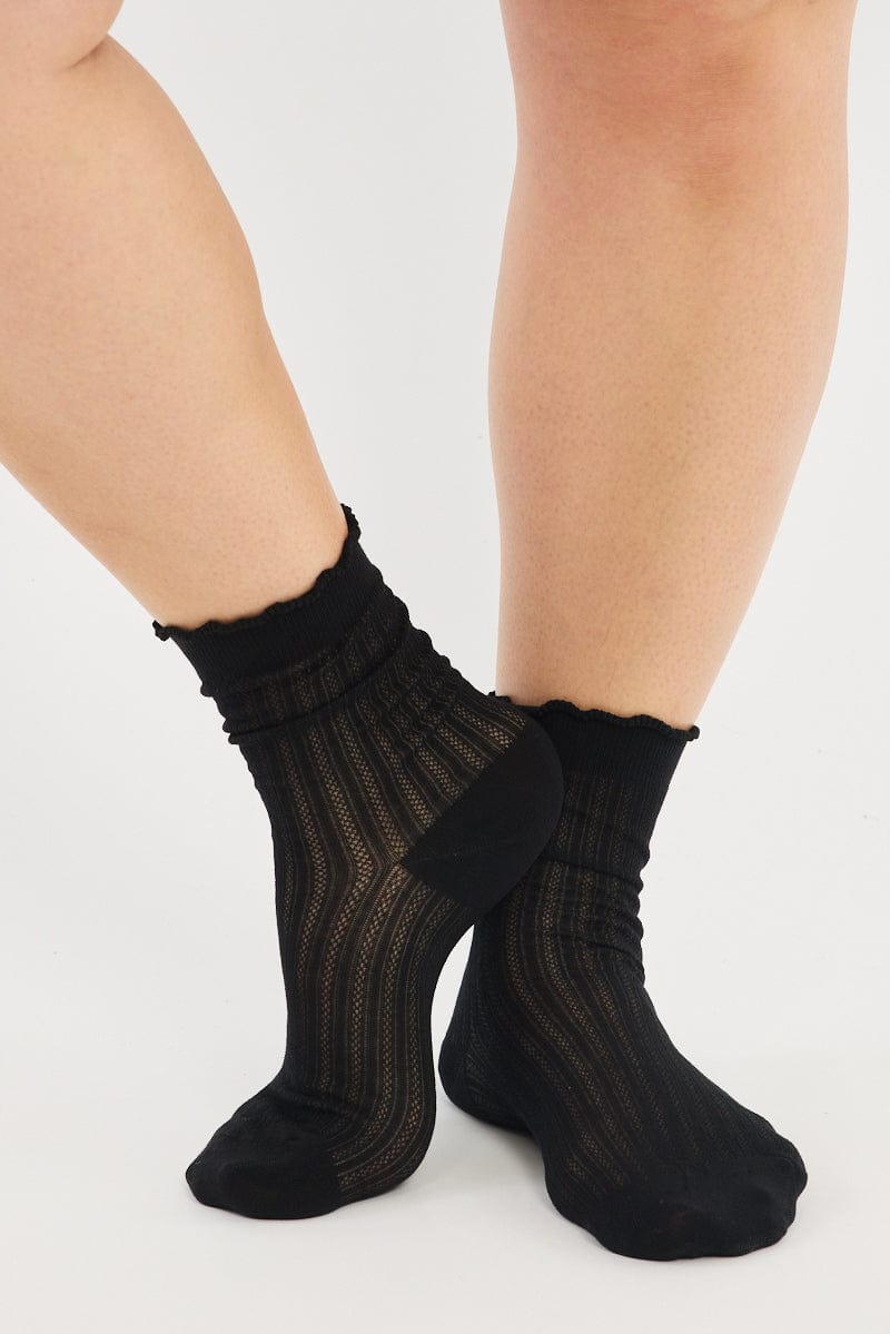 Black Frill Edge Socks for YouandAll Fashion