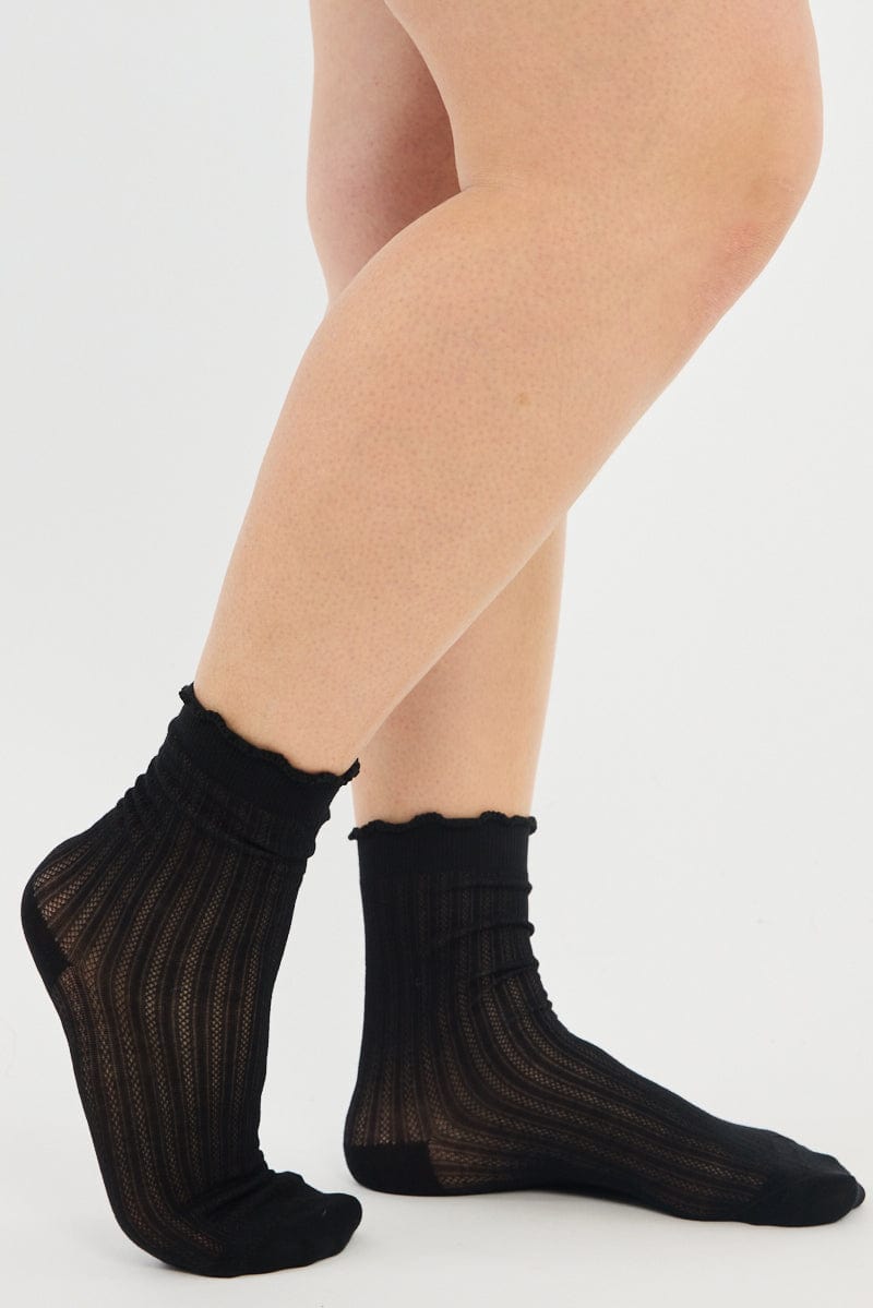 Black Frill Edge Socks for YouandAll Fashion