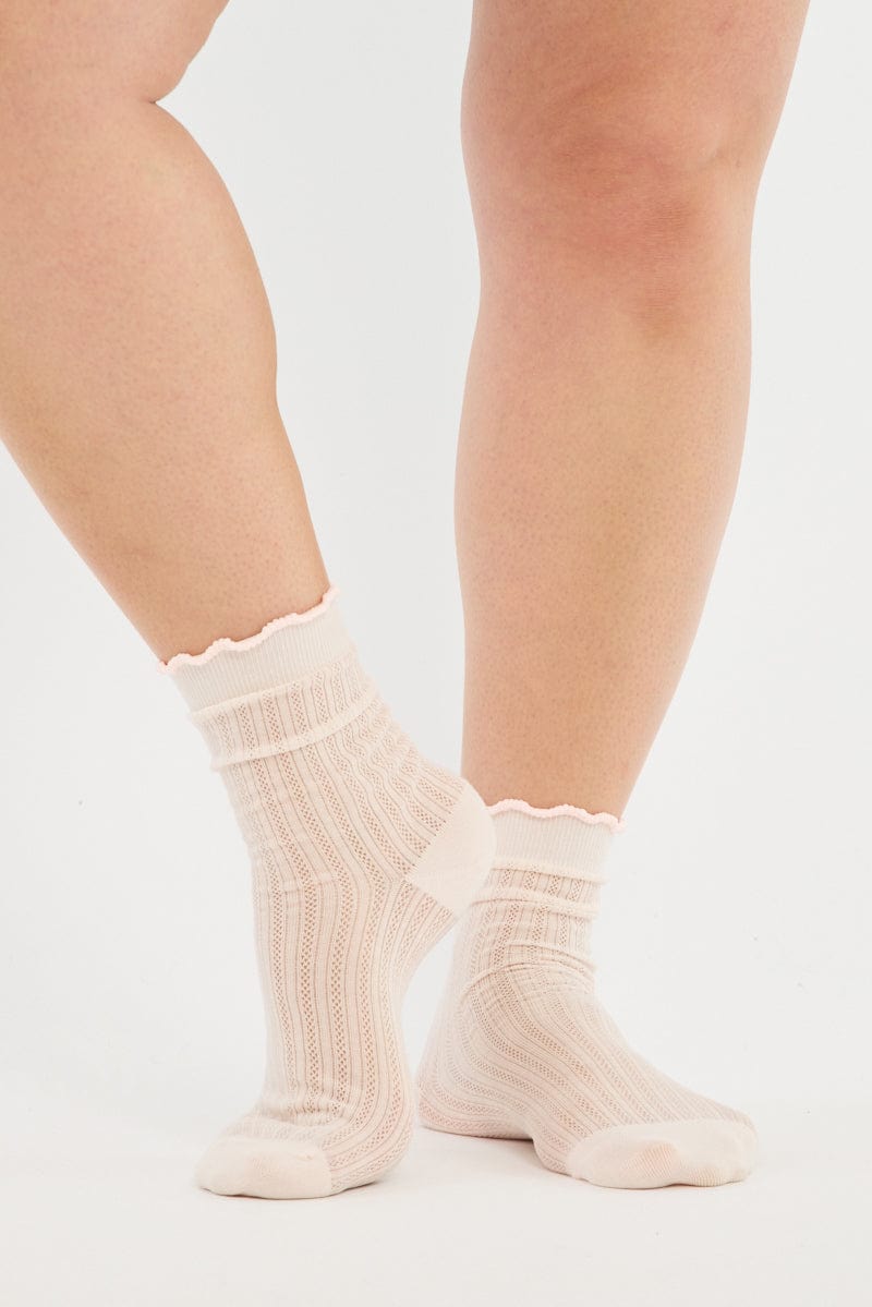 Pink Frill Edge Socks for YouandAll Fashion