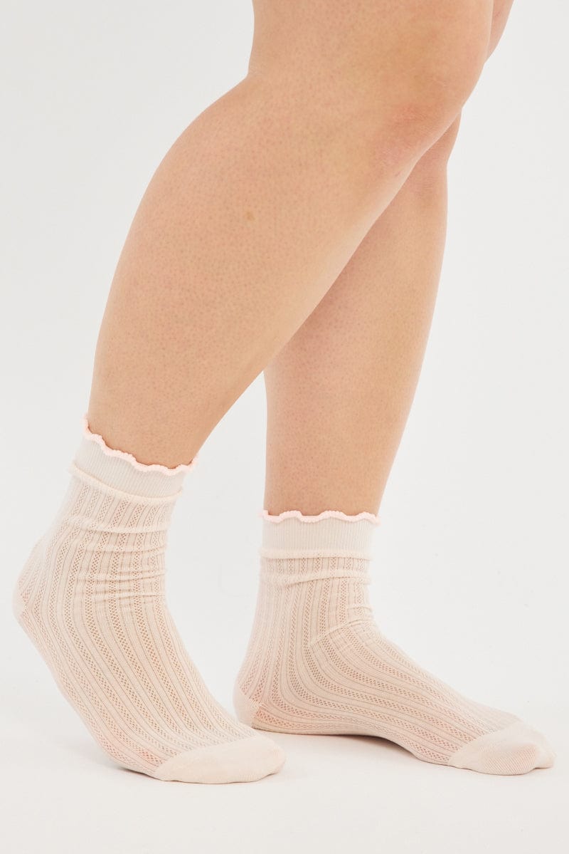 Pink Frill Edge Socks for YouandAll Fashion