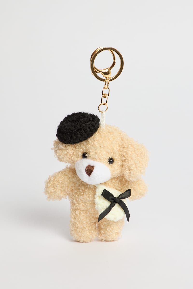 Beige Bear Keyring Bag Charm for YouandAll Fashion