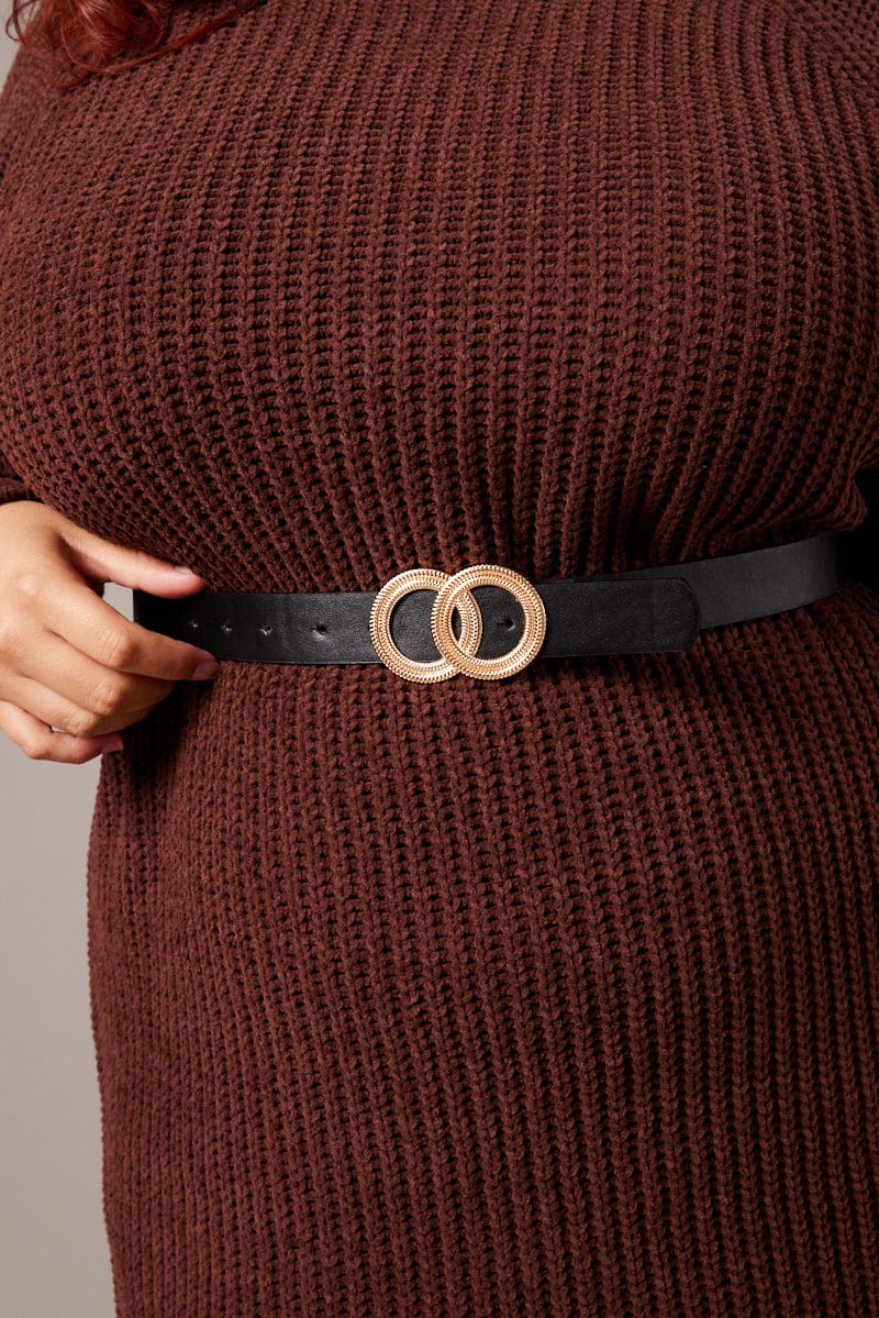 Black Double Circle Buckle Belt for YouandAll Fashion