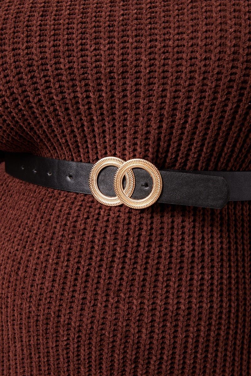 Black Double Circle Buckle Belt for YouandAll Fashion