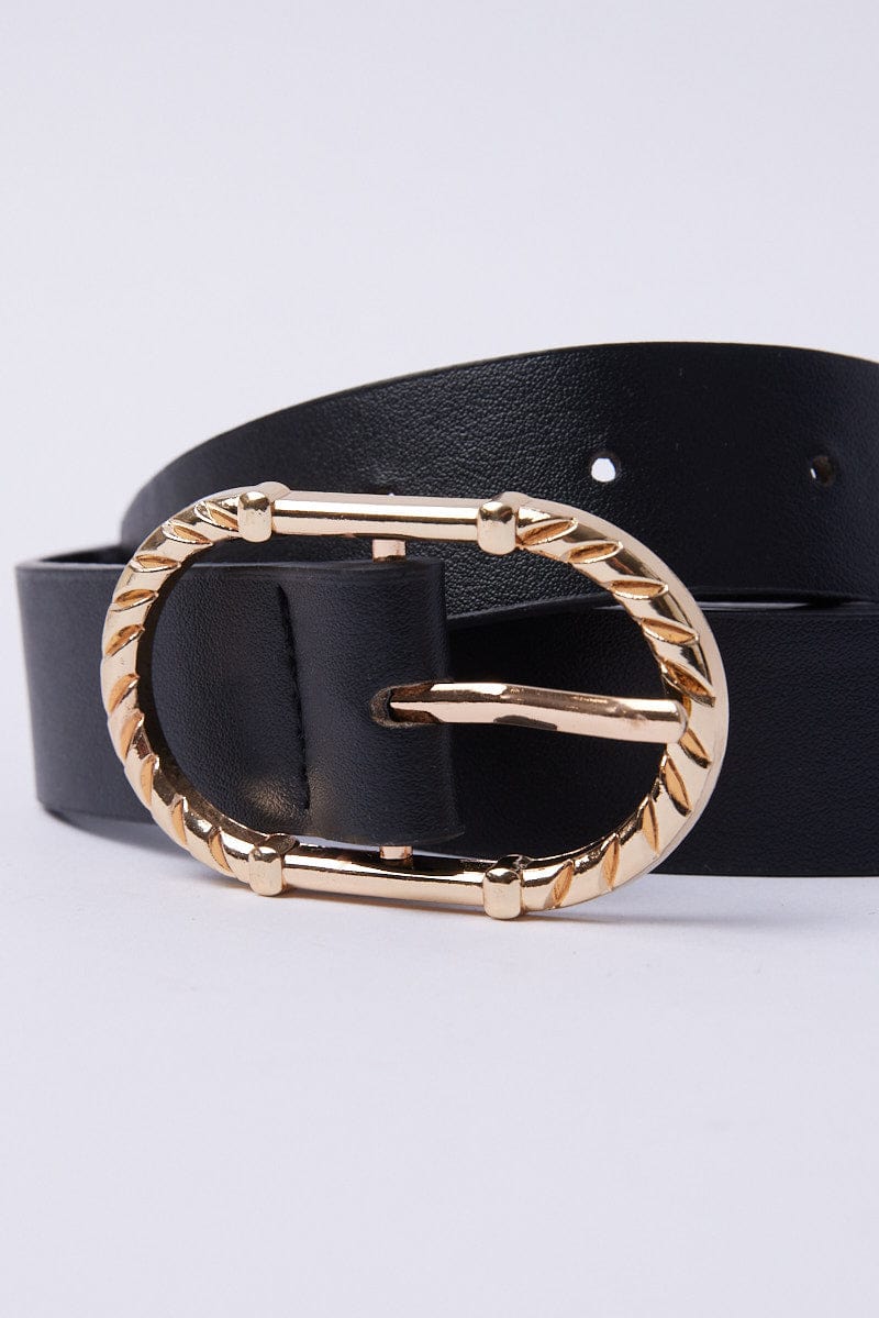 Gold Twist Detail Oval Buckle Belts for YouandAll Fashion