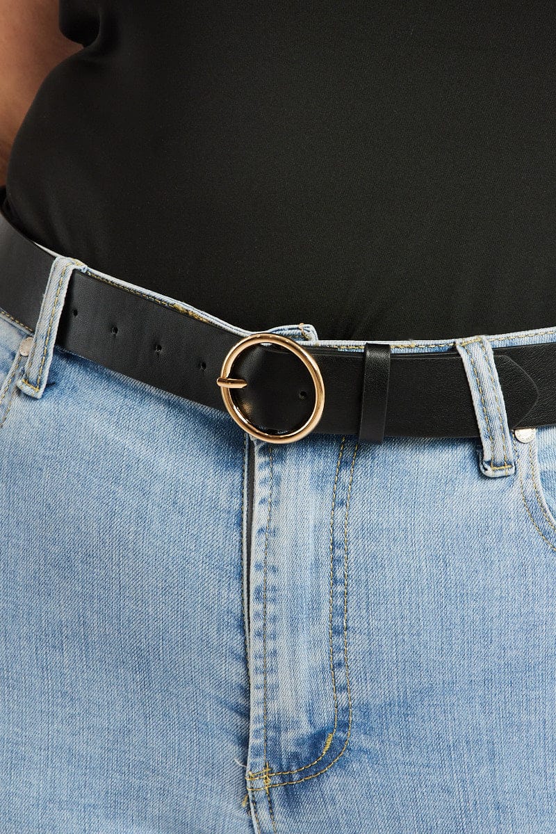 Black Circle Buckle Belts for YouandAll Fashion