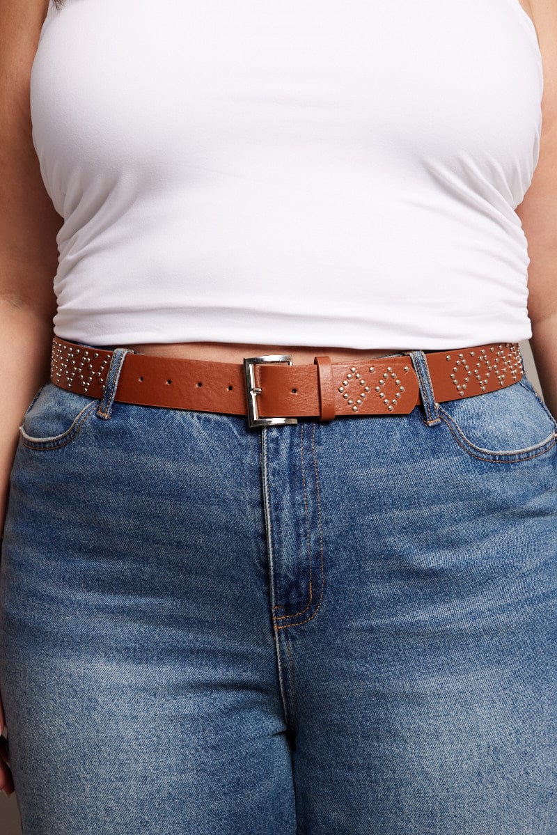 Brown Studded Belts for YouandAll Fashion