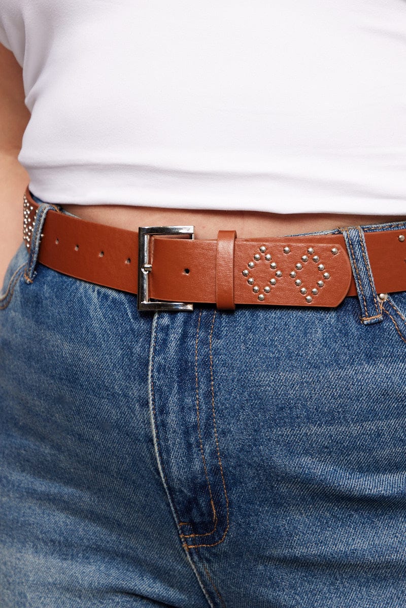 Brown Studded Belts for YouandAll Fashion