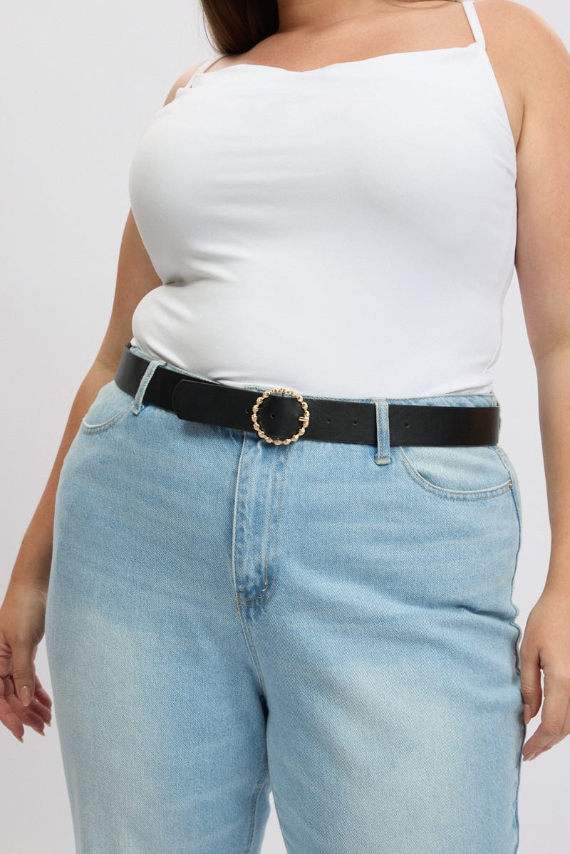 Black Circle Buckle Belts with Shell Detail for YouandAll Fashion