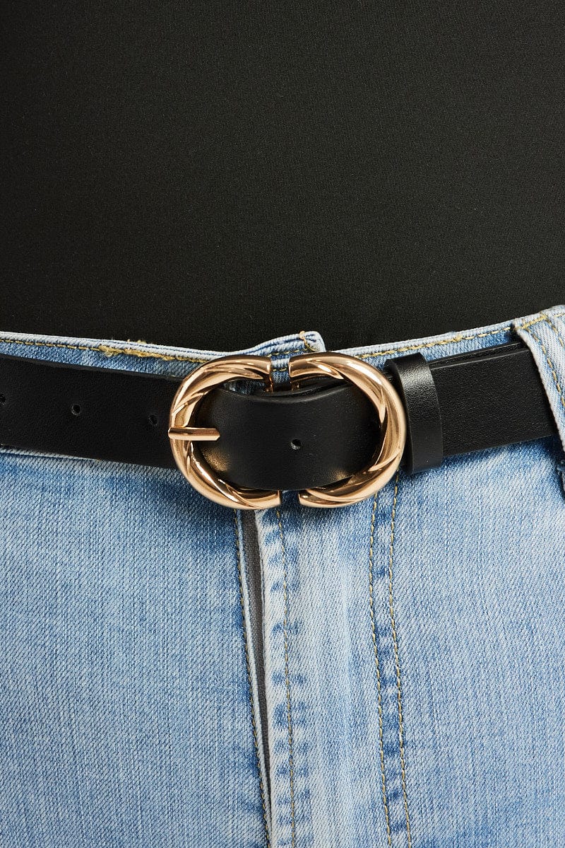 Black Twist Buckle Waist and Hip Jeans Belt for YouandAll Fashion