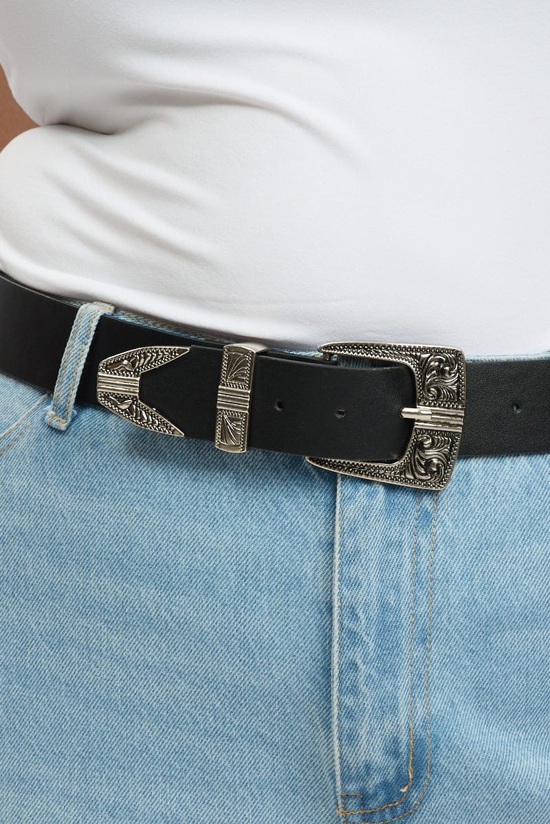 Black Waist and Hip Jeans Western Belt for YouandAll Fashion