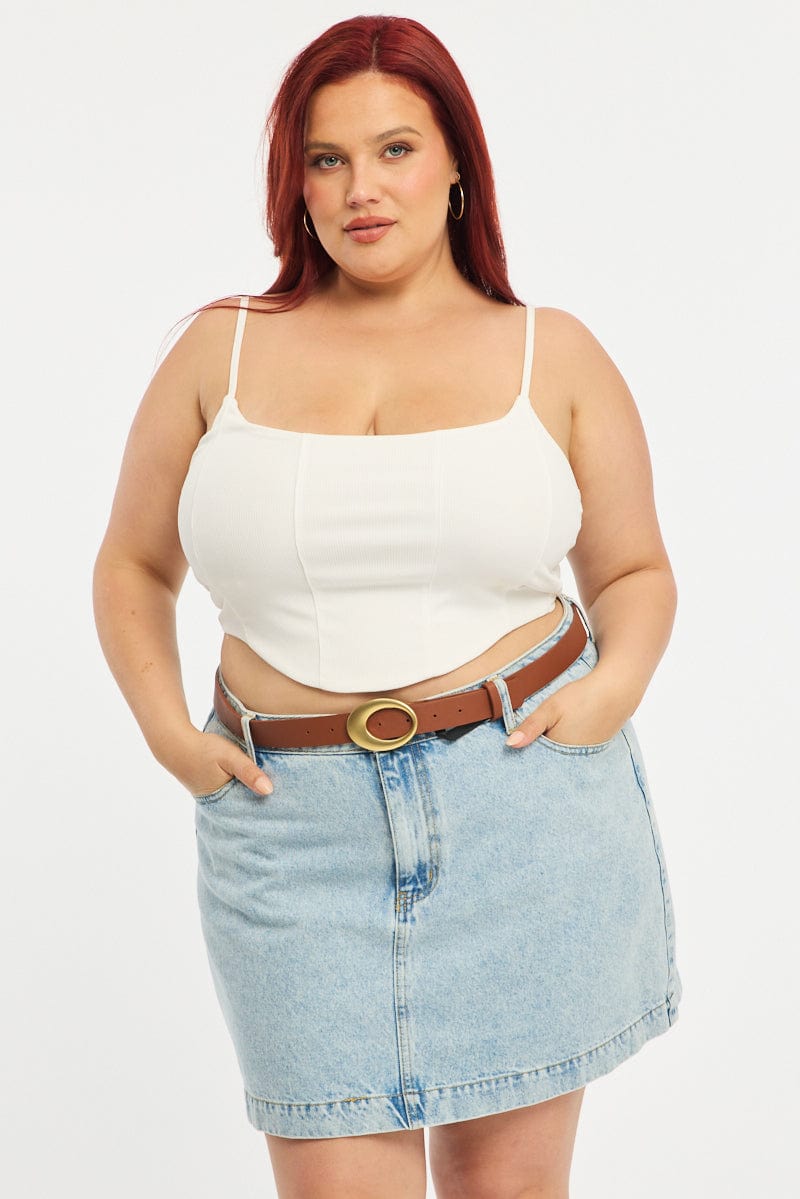 Beige Oval Buckle Belt for YouandAll Fashion