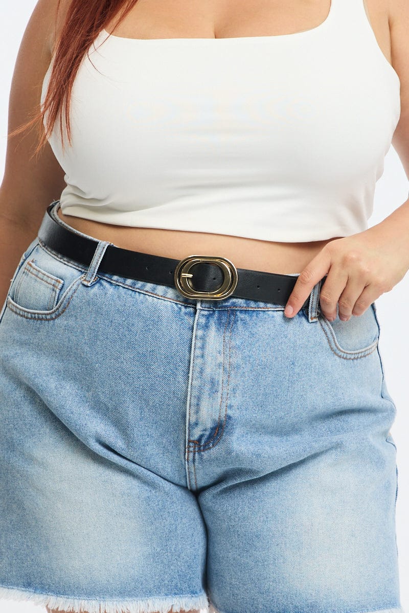 Black Oval Buckle Belt for YouandAll Fashion