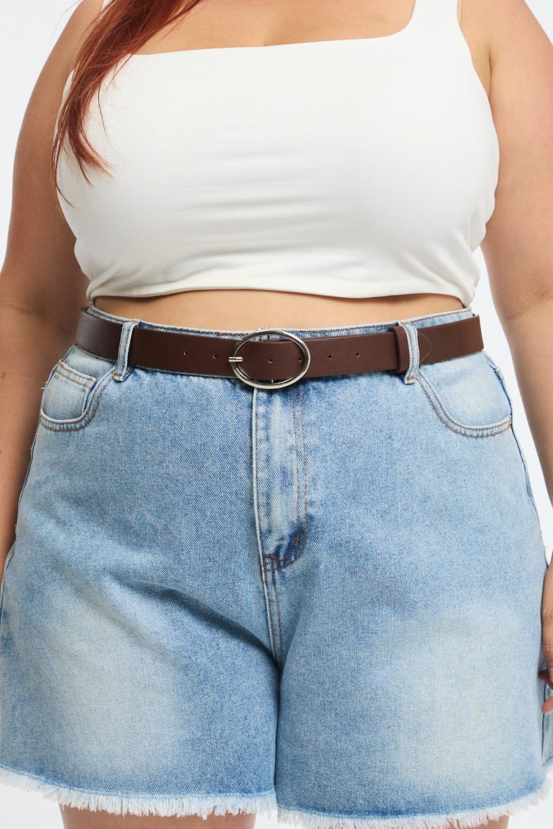 Brown Oval Buckle Belt for YouandAll Fashion