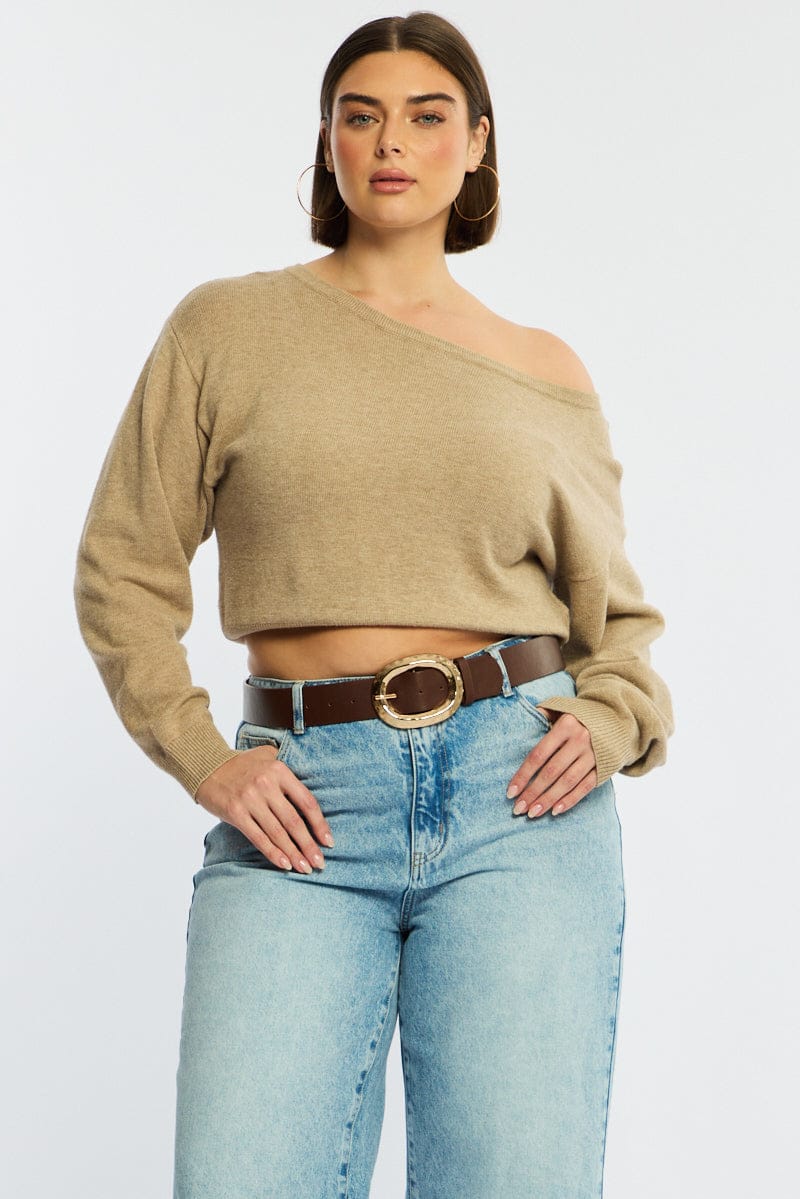Brown Oval Buckle Belt for YouandAll Fashion