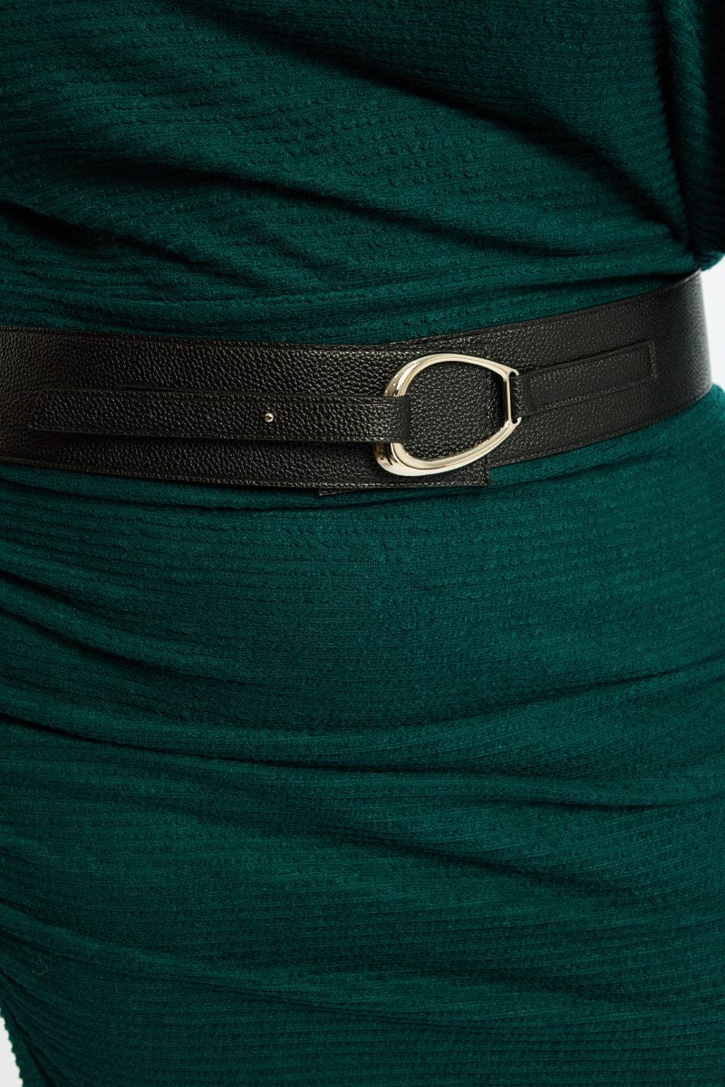 Black Waist Wide Belt With Buckle for YouandAll Fashion