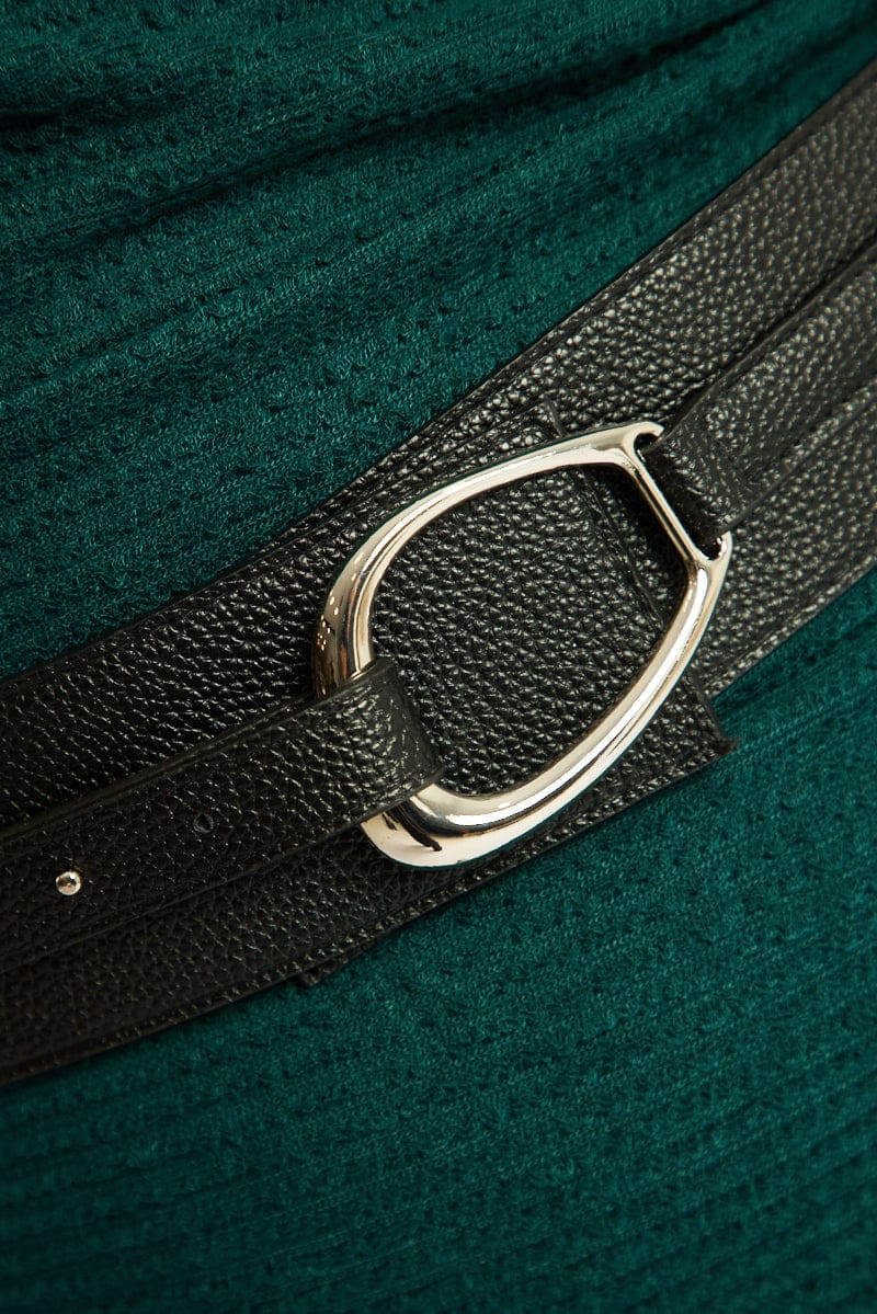 Black Waist Wide Belt With Buckle for YouandAll Fashion