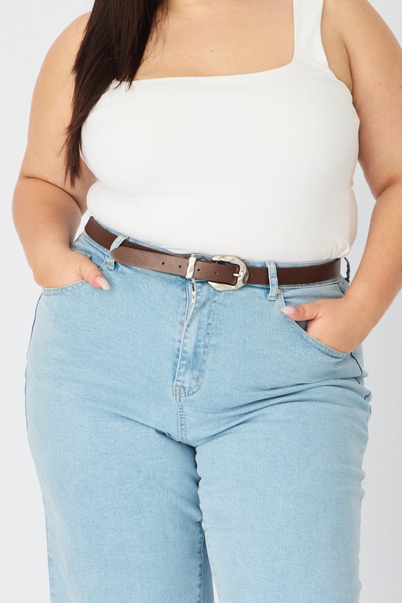 Brown Silver Buckle Belt for YouandAll Fashion