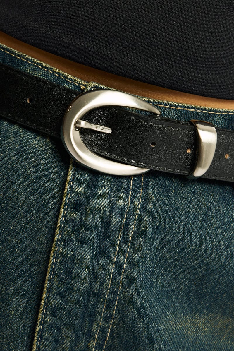 Black Waist And Hip Belt With Silver Buckle for YouandAll Fashion