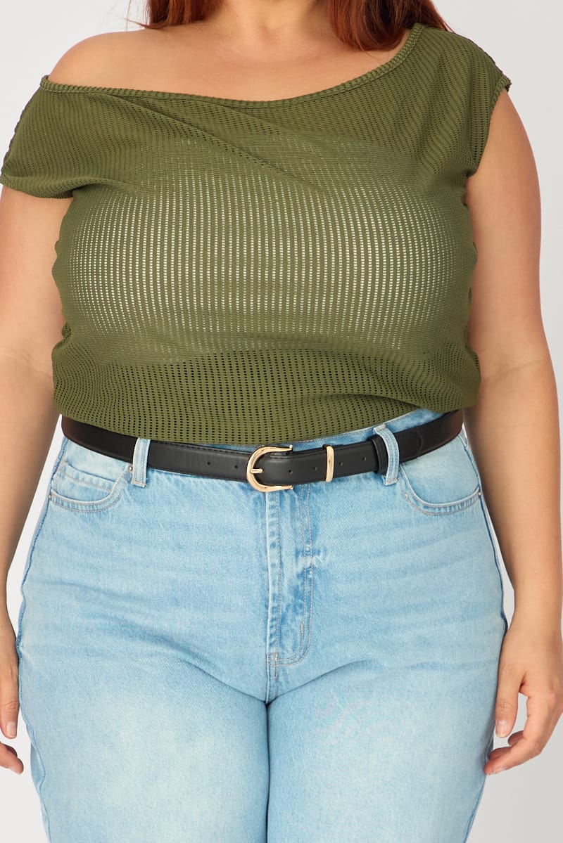 Black Waist And Hip Belt With Gold Buckle for YouandAll Fashion