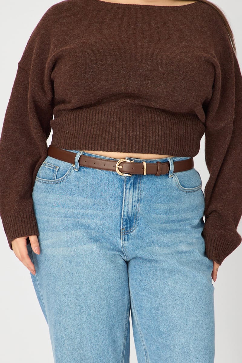 Brown Waist And Hip Belt With Gold Buckle for YouandAll Fashion