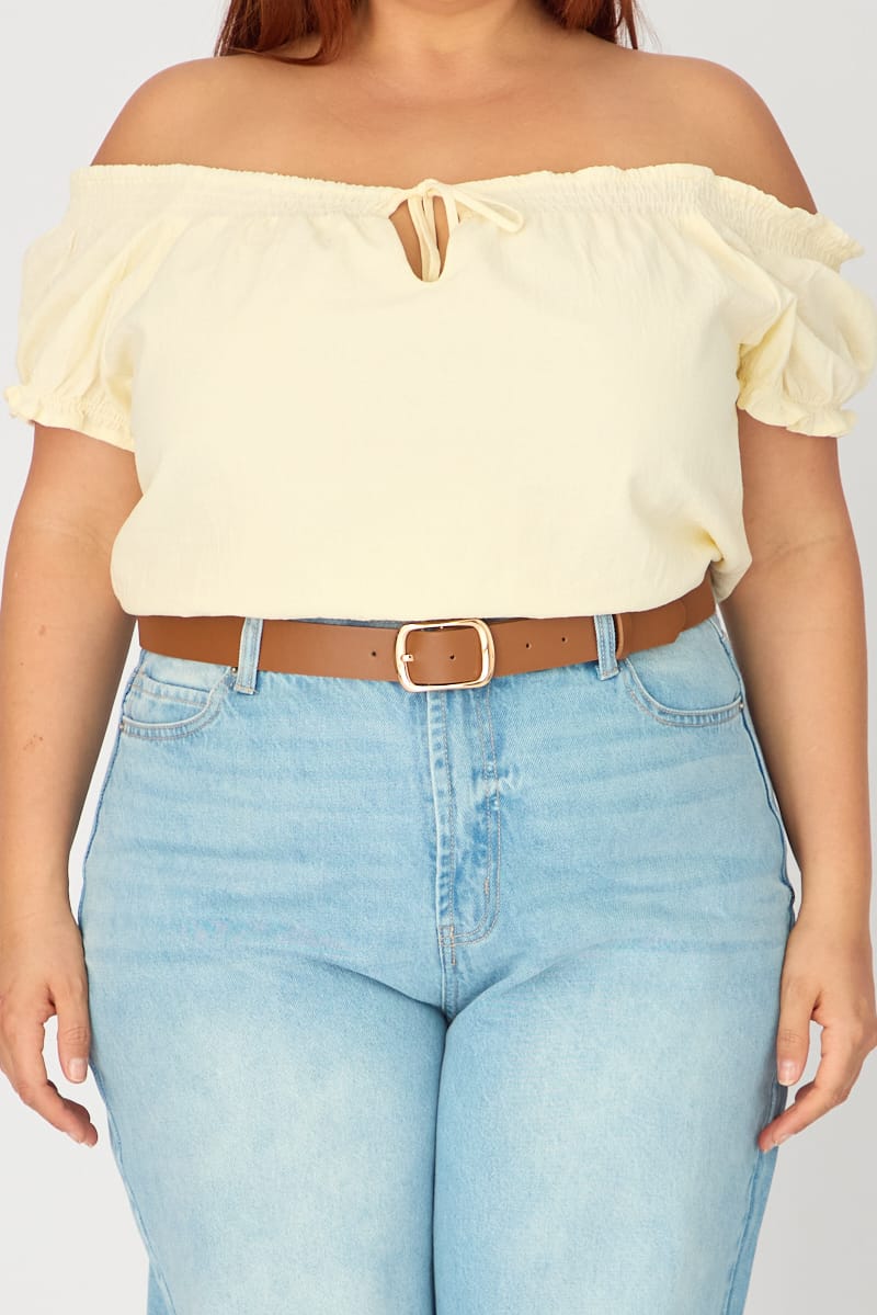 Brown Square Buckle Belt for YouandAll Fashion