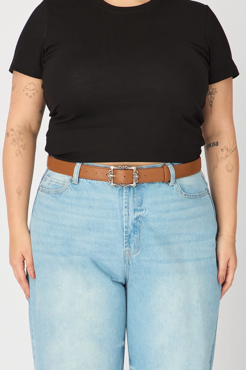 Brown Vintage Buckle Belt for YouandAll Fashion
